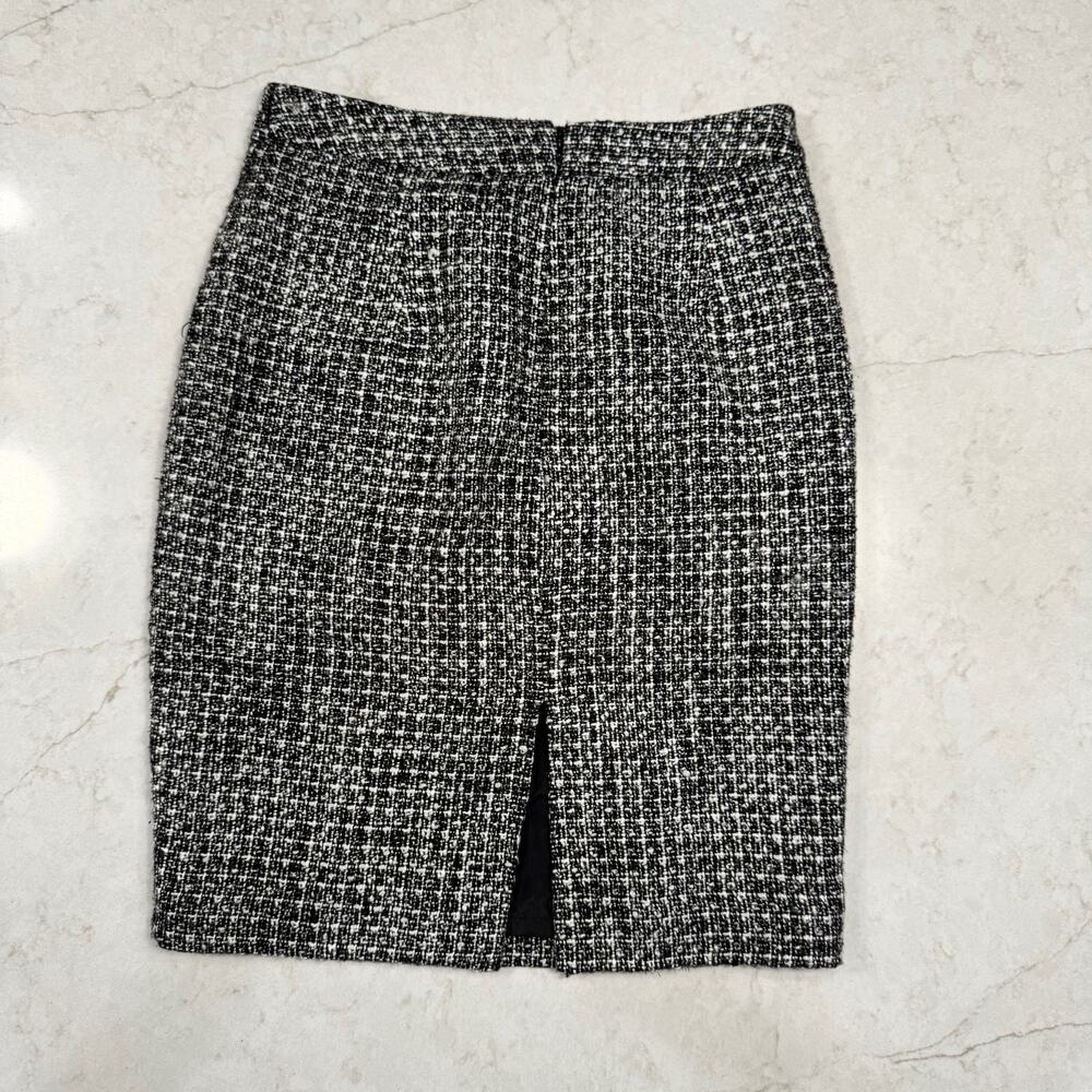 Worthington Black & White Tweed Pencil Skirt Women's 2 Back Slit Preppy Office - Picture 3 of 15